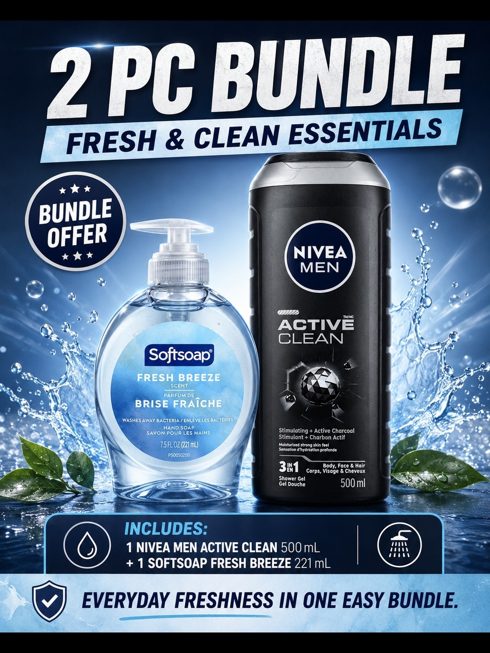 💙 2 Pcs Bundle - Active Clean + Softsoap Fresh Breeze